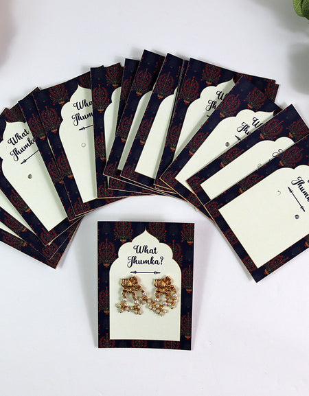 What Jhumka A7 Gift Cards | 128 Blue | Marigold Mehndi Sangeet Favor | Jhumka Earring Holder Cards | Mehndi, Sangeet & Wedding Favours