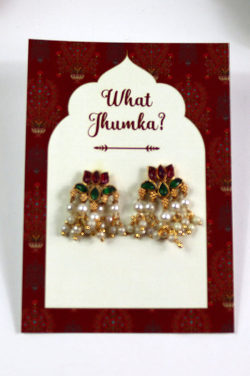 Load image into Gallery viewer, What Jhumka A7 Gift Cards | 129 Red | Marigold Mehndi Sangeet Favor | Jhumka Earring Holder Cards | Mehndi, Sangeet &amp; Wedding Favours
