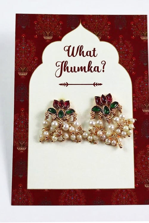Load image into Gallery viewer, What Jhumka A7 Gift Cards | 129 Red | Marigold Mehndi Sangeet Favor | Jhumka Earring Holder Cards | Mehndi, Sangeet &amp; Wedding Favours
