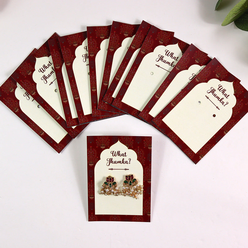 What Jhumka A7 Gift Cards | 129 Red | Marigold Mehndi Sangeet Favor | Jhumka Earring Holder Cards | Mehndi, Sangeet & Wedding Favours