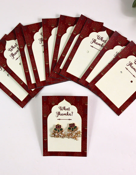 What Jhumka A7 Gift Cards | 129 Red | Marigold Mehndi Sangeet Favor | Jhumka Earring Holder Cards | Mehndi, Sangeet & Wedding Favours