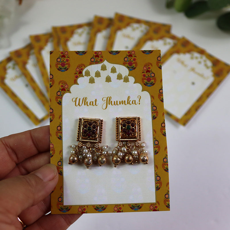 What Jhumka A7 Gift Cards | 131 Yellow | Marigold Mehndi Sangeet Favor | Jhumka Earring Holder Cards | Mehndi, Sangeet & Wedding Favours