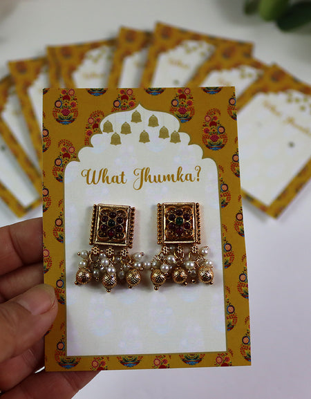 What Jhumka A7 Gift Cards | 131 Yellow | Marigold Mehndi Sangeet Favor | Jhumka Earring Holder Cards | Mehndi, Sangeet & Wedding Favours