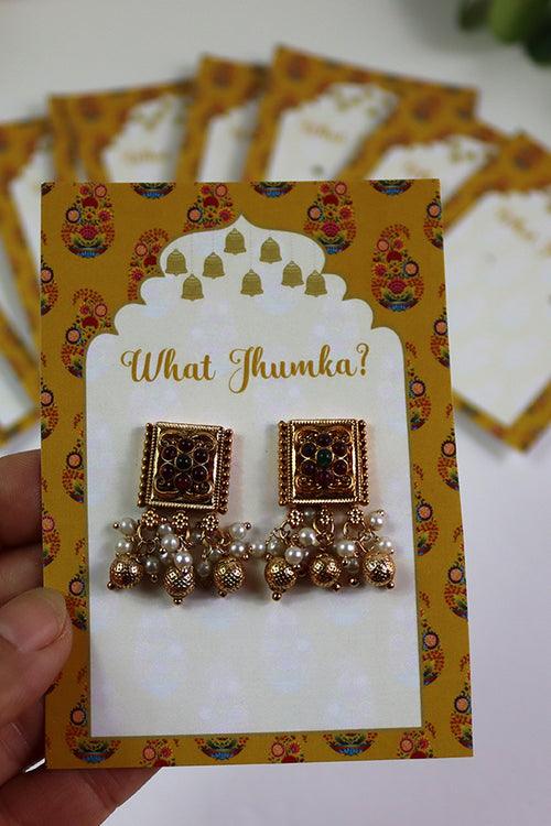 Load image into Gallery viewer, What Jhumka A7 Gift Cards | 131 Yellow | Marigold Mehndi Sangeet Favor | Jhumka Earring Holder Cards | Mehndi, Sangeet &amp; Wedding Favours
