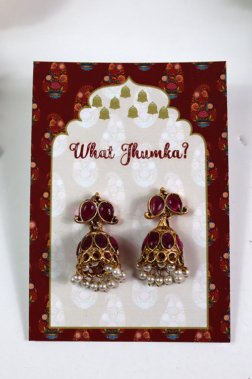 Load image into Gallery viewer, What Jhumka A7 Gift Cards | 132 Red | Marigold Mehndi Sangeet Favor | Jhumka Earring Holder Cards | Mehndi, Sangeet &amp; Wedding Favours
