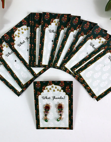 What Jhumka A7 Gift Cards | 133 Green | Marigold Mehndi Sangeet Favor | Jhumka Earring Holder Cards | Mehndi, Sangeet & Wedding Favours