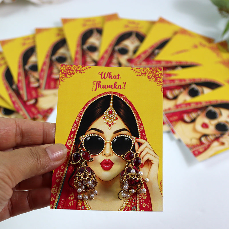 What Jhumka A7 Gift Cards | 101 Yellow & pink  | Marigold Mehndi Sangeet Favor | Custom South Asian Wedding Gift Card | Bole Chudiyan Bangle
