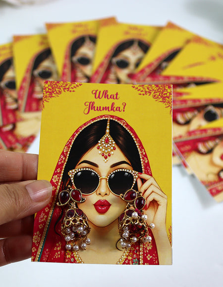 What Jhumka A7 Gift Cards | 101 Yellow & pink  | Marigold Mehndi Sangeet Favor | Custom South Asian Wedding Gift Card | Bole Chudiyan Bangle