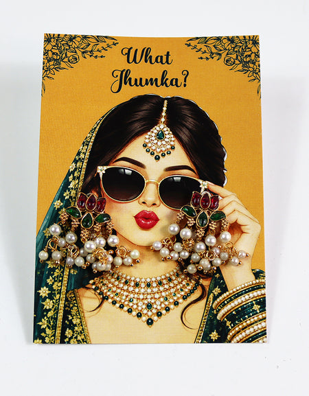 What Jhumka A7 Gift Cards | 102 Yellow & Green | Marigold Mehndi Sangeet Favor | Custom South Asian Wedding Gift Card | Bole Chudiyan Bangle