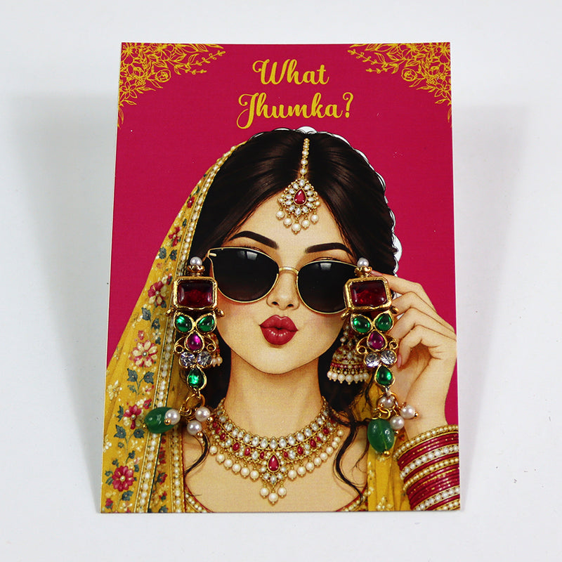 What Jhumka A7 Gift Cards | 103 Pink & Yellow | Marigold Mehndi Sangeet Favor | Custom South Asian Wedding Gift Card | Bole Chudiyan Bangle