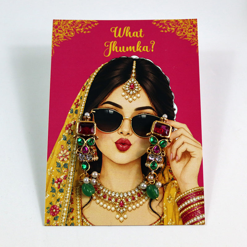 What Jhumka A7 Gift Cards | 103 Pink & Yellow | Marigold Mehndi Sangeet Favor | Custom South Asian Wedding Gift Card | Bole Chudiyan Bangle