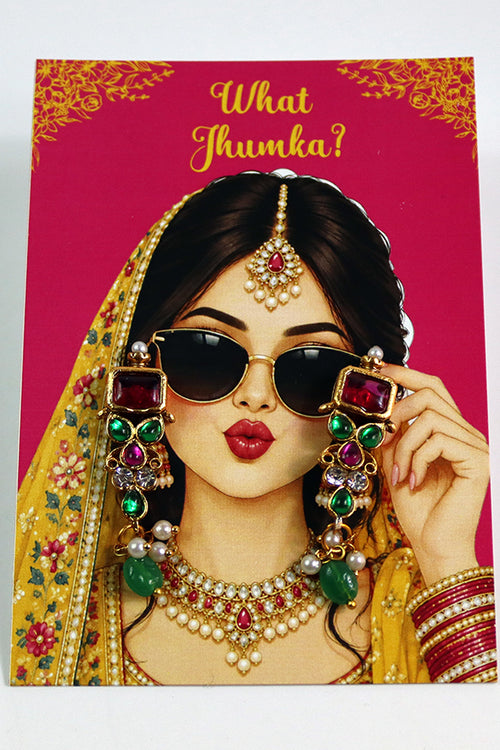 Load image into Gallery viewer, What Jhumka A7 Gift Cards | 103 Pink &amp; Yellow | Marigold Mehndi Sangeet Favor | Custom South Asian Wedding Gift Card | Bole Chudiyan Bangle
