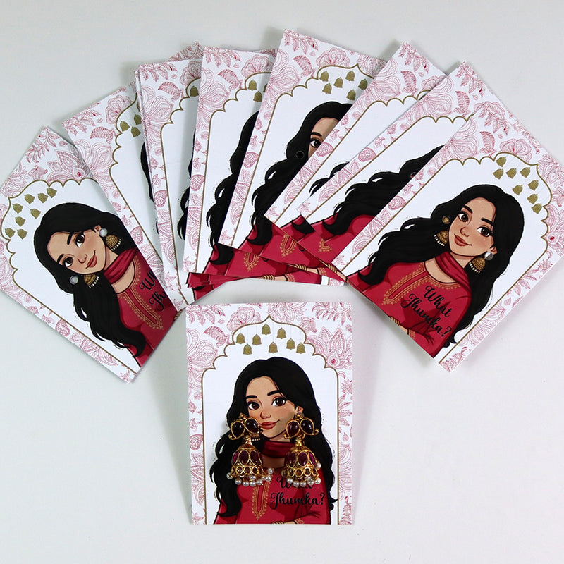 What Jhumka A7 Gift Cards | 104 Pink | Marigold Mehndi Sangeet Favor | Custom South Asian Wedding Gift Card | Bole Chudiyan Bangle