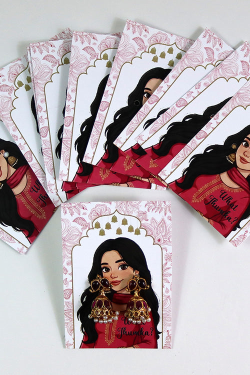Load image into Gallery viewer, What Jhumka A7 Gift Cards | 104 Pink | Marigold Mehndi Sangeet Favor | Custom South Asian Wedding Gift Card | Bole Chudiyan Bangle
