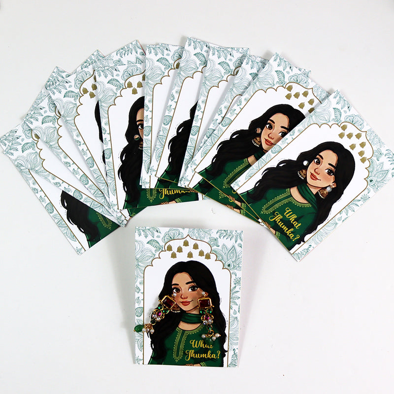 What Jhumka A7 Gift Cards | 105 Green | Marigold Mehndi Sangeet Favor | Custom South Asian Wedding Gift Card | Bole Chudiyan Bangle