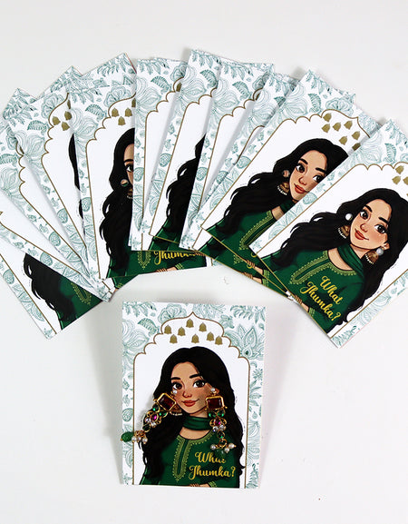 What Jhumka A7 Gift Cards | 105 Green | Marigold Mehndi Sangeet Favor | Custom South Asian Wedding Gift Card | Bole Chudiyan Bangle