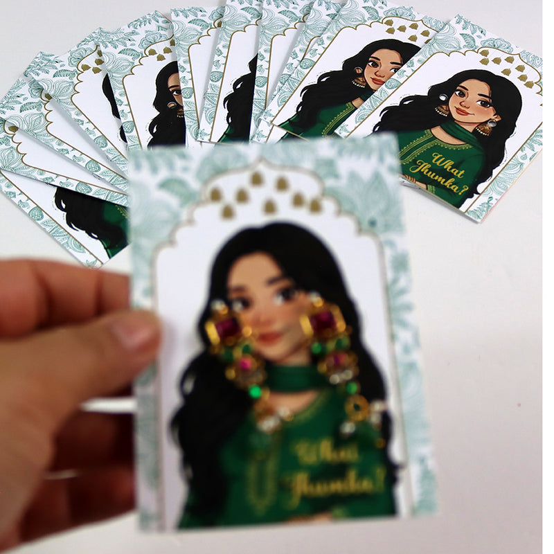 What Jhumka A7 Gift Cards | 105 Green | Marigold Mehndi Sangeet Favor | Custom South Asian Wedding Gift Card | Bole Chudiyan Bangle