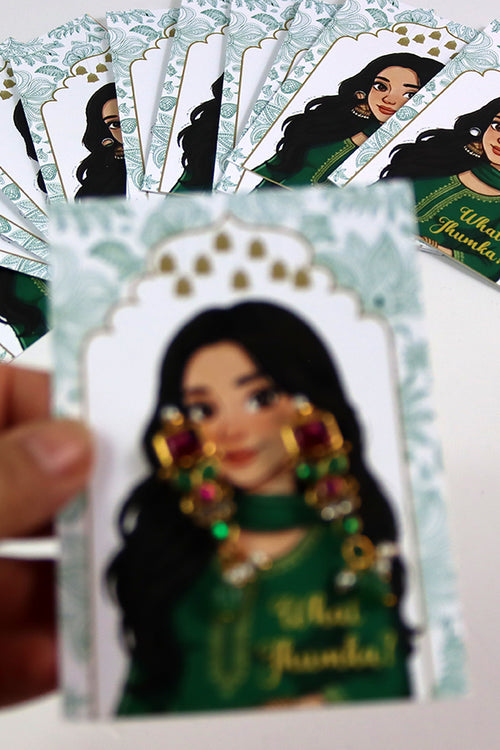Load image into Gallery viewer, What Jhumka A7 Gift Cards | 105 Green | Marigold Mehndi Sangeet Favor | Custom South Asian Wedding Gift Card | Bole Chudiyan Bangle
