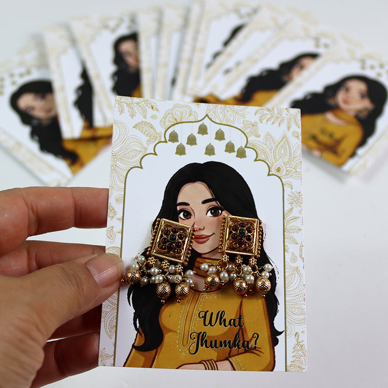 What Jhumka A7 Gift Cards | 107 Yellow | Marigold Mehndi Sangeet Favor | Custom South Asian Wedding Gift Card | Bole Chudiyan Bangle