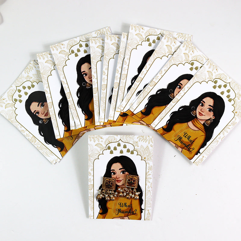 What Jhumka A7 Gift Cards | 107 Yellow | Marigold Mehndi Sangeet Favor | Custom South Asian Wedding Gift Card | Bole Chudiyan Bangle