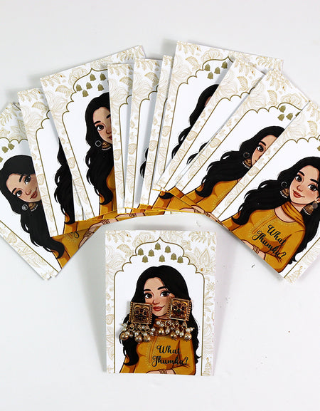 What Jhumka A7 Gift Cards | 107 Yellow | Marigold Mehndi Sangeet Favor | Custom South Asian Wedding Gift Card | Bole Chudiyan Bangle