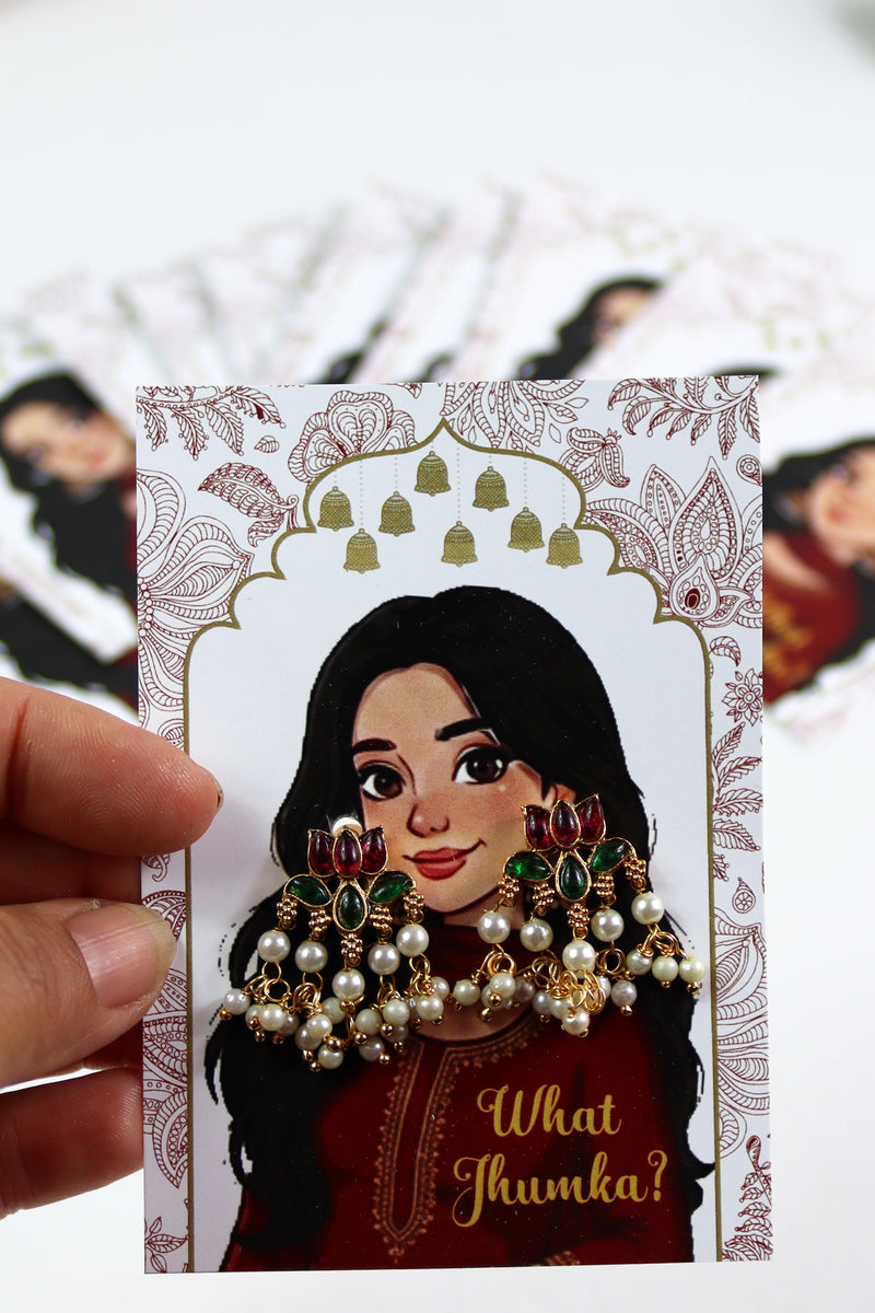 What Jhumka A7 Gift Cards | 108 Red | Marigold Mehndi Sangeet Favor | Custom South Asian Wedding Gift Card | Bole Chudiyan Bangle
