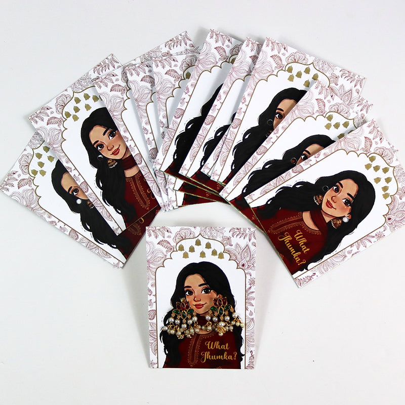 What Jhumka A7 Gift Cards | 108 Red | Marigold Mehndi Sangeet Favor | Custom South Asian Wedding Gift Card | Bole Chudiyan Bangle