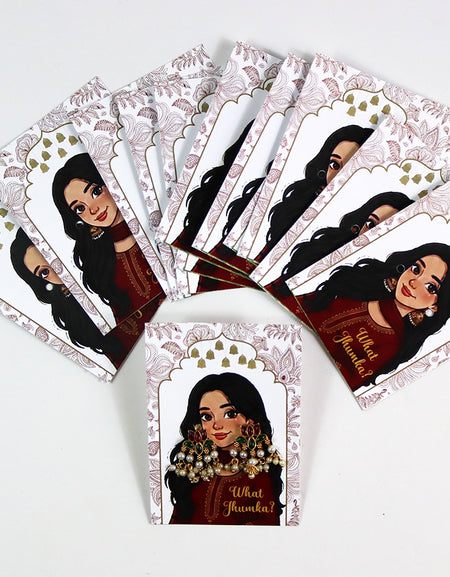 What Jhumka A7 Gift Cards | 108 Red | Marigold Mehndi Sangeet Favor | Custom South Asian Wedding Gift Card | Bole Chudiyan Bangle