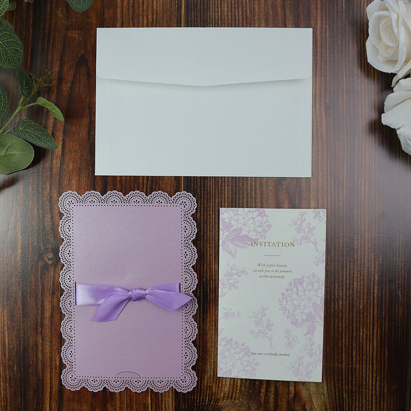 Lilac Laser Cut Bow framed Invitation LC 1011