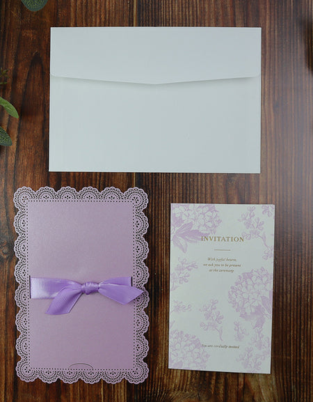 Lilac Laser Cut Bow framed Invitation LC 1011