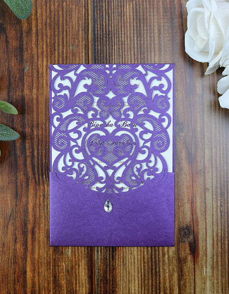 LC 1080 Royal Purple Lace Invitation