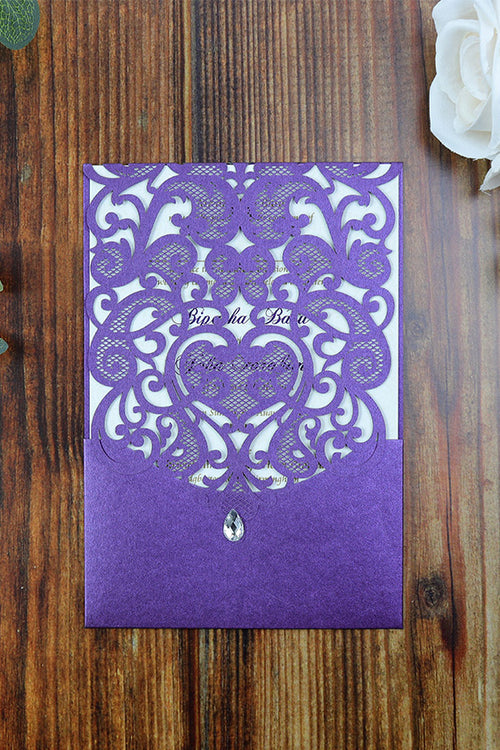 Load image into Gallery viewer, LC 1080 Royal Purple Lace Invitation
