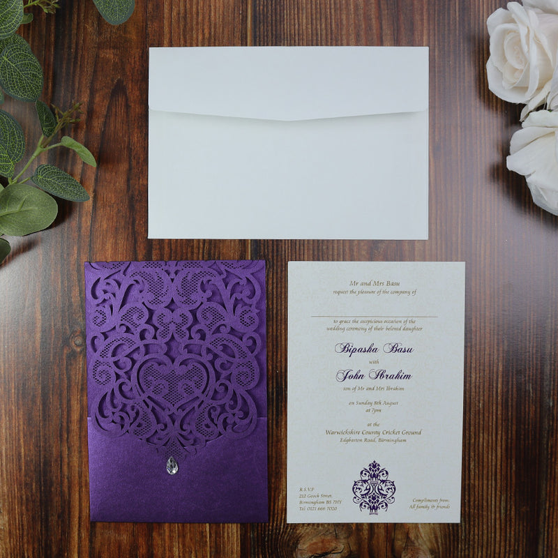 LC 1080 Royal Purple Lace Invitation