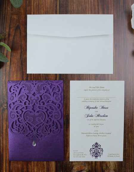 LC 1080 Royal Purple Lace Invitation