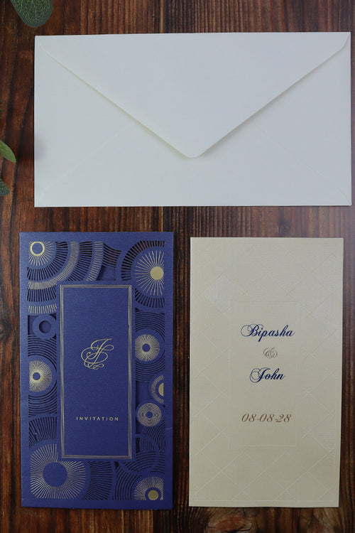 Load image into Gallery viewer, LC 1601 Blue Gatsby Design Style Laser Cut Invitation
