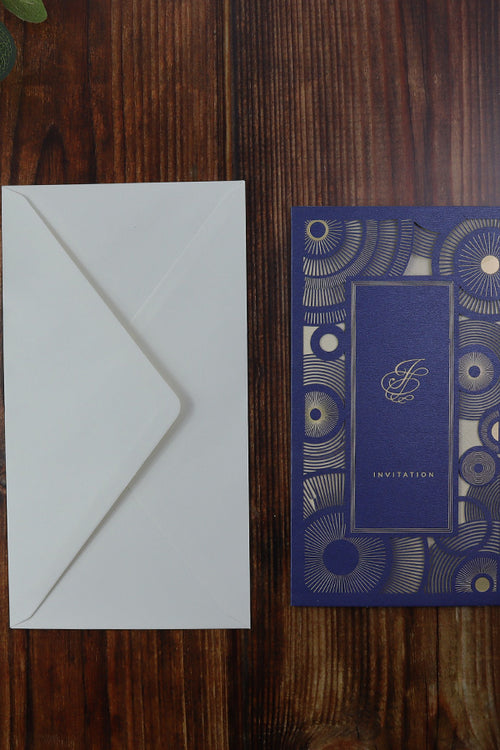 Load image into Gallery viewer, LC 1601 Blue Gatsby Design Style Laser Cut Invitation
