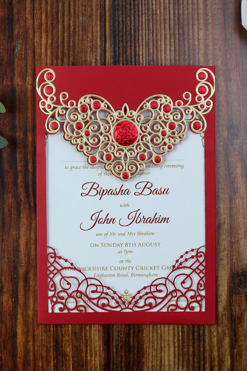 Load image into Gallery viewer, Majestic Red Foiled Laser cut Invitation LC 6076
