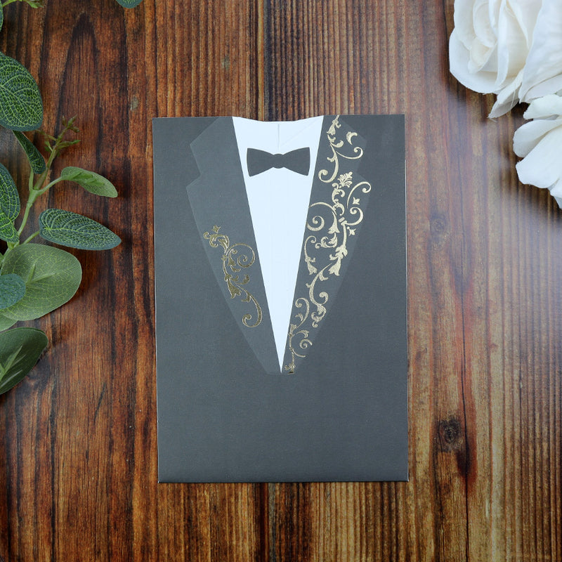 LC 8005 Bridal Dress Groom Tuxedo Double Sided Invitation
