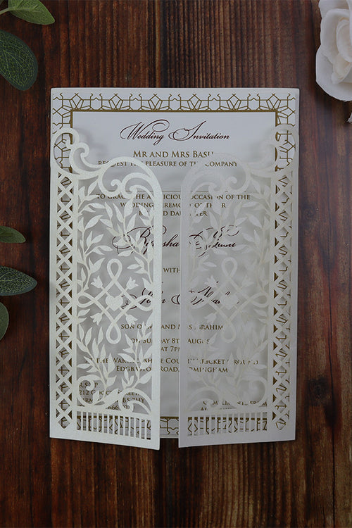 Load image into Gallery viewer, Graceful Ivory Lasercut Invitation LC 9018
