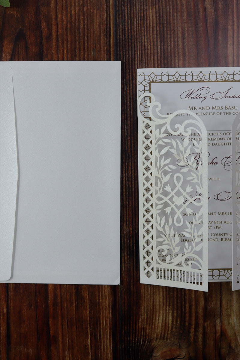 Graceful Ivory Lasercut Invitation LC 9018