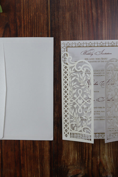Load image into Gallery viewer, Graceful Ivory Lasercut Invitation LC 9018
