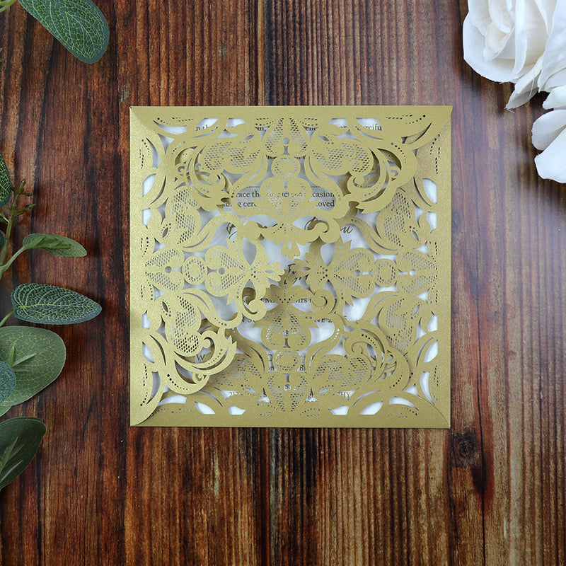 LC F001 Gold lasercut Invitation