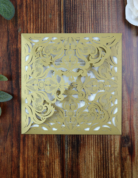 LC F001 Gold lasercut Invitation