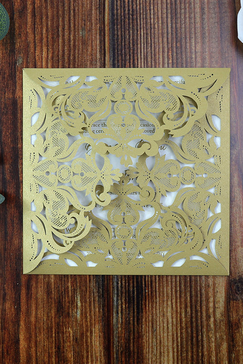 Load image into Gallery viewer, LC F001 Gold lasercut Invitation
