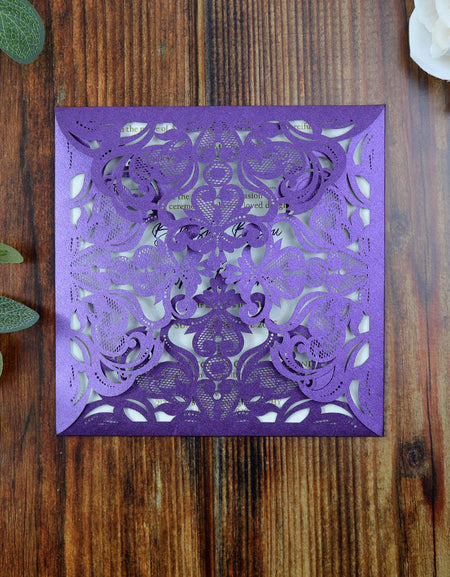 LC F001 Purple Lasercut Invitation