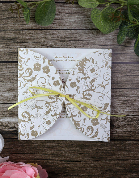 MCC White and gold gate fold party invitations