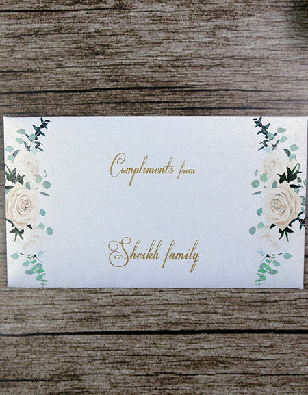 floral money envelope for wedding party 