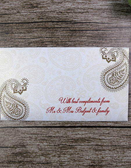 Money envelope personalised floral for wedding gift