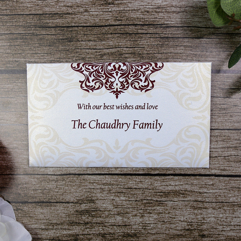 Money envelope personalised floral for wedding gift party