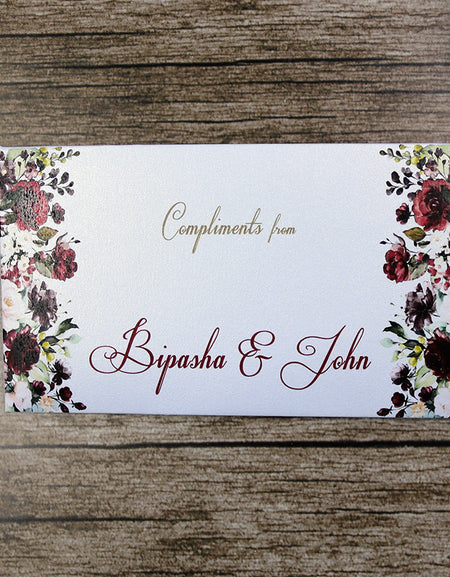 Money envelope personalised floral for wedding gift party